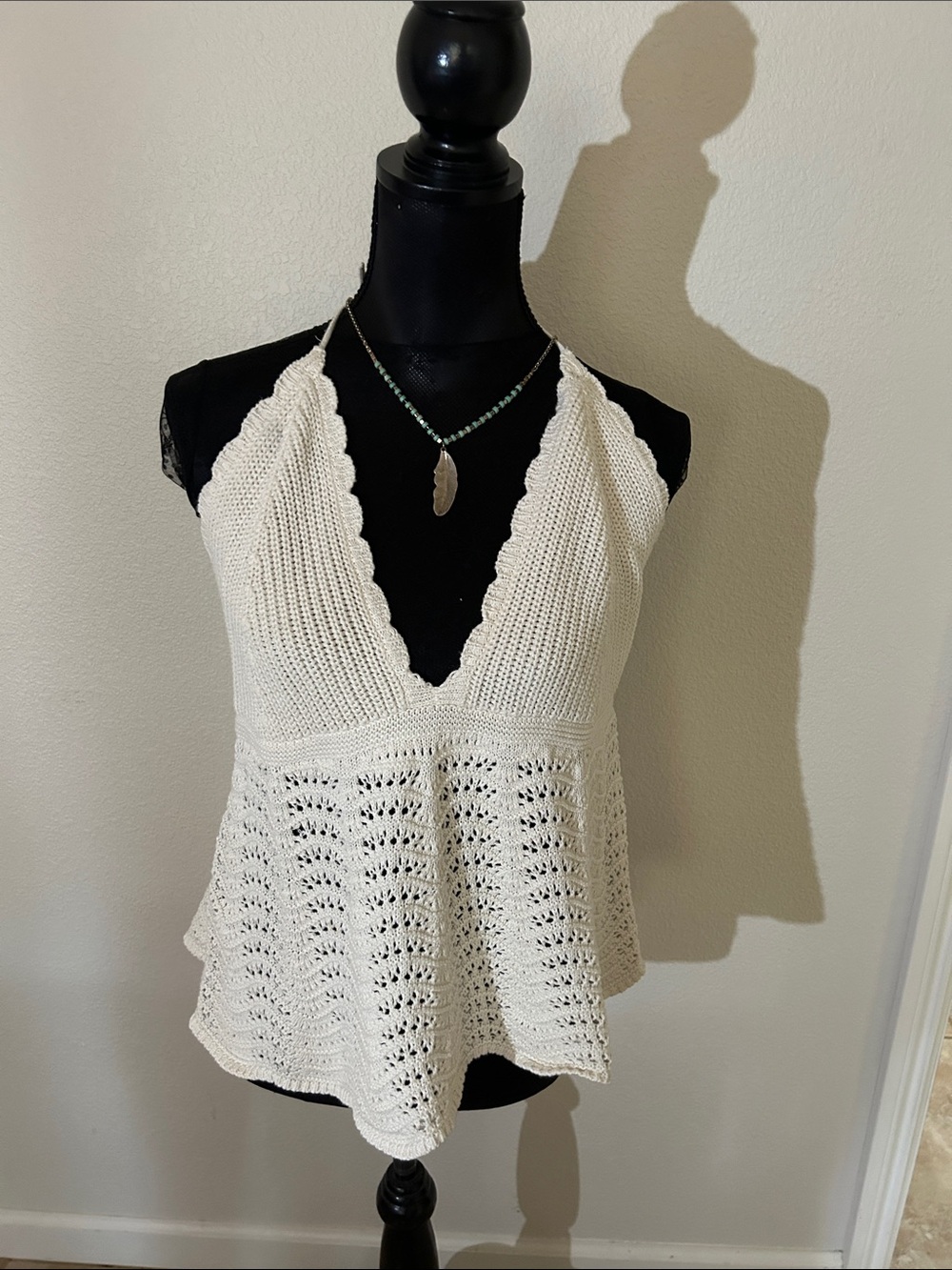 wild fable Cream Crochet Halter Camisole